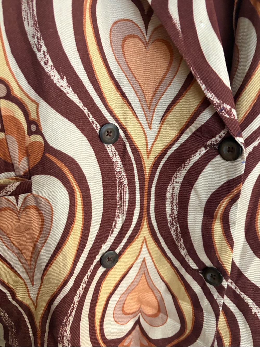 Retro Heart-Print Blazer and pant suit Set - Brown, Cream & Orange Free People - Picture 4 of 10